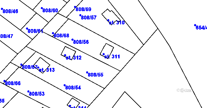 Parcela st. 311 v KÚ Podhrad, Katastrální mapa