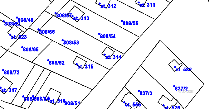 Parcela st. 314 v KÚ Podhrad, Katastrální mapa