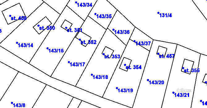 Parcela st. 353 v KÚ Podhrad, Katastrální mapa