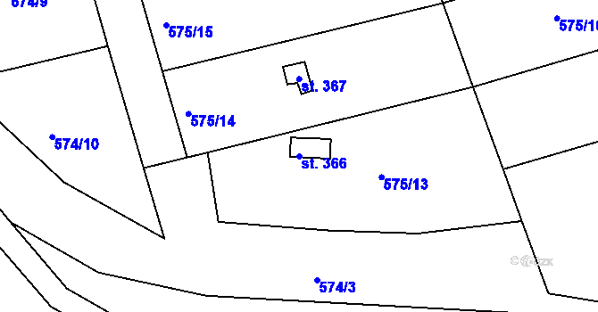 Parcela st. 366 v KÚ Podhrad, Katastrální mapa