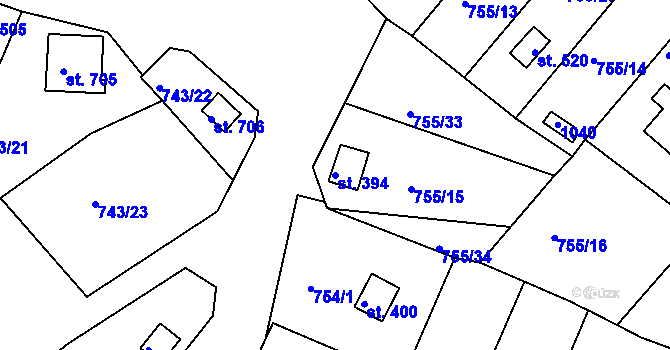 Parcela st. 394 v KÚ Podhrad, Katastrální mapa