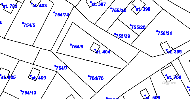 Parcela st. 404 v KÚ Podhrad, Katastrální mapa