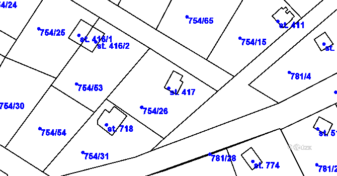Parcela st. 417 v KÚ Podhrad, Katastrální mapa