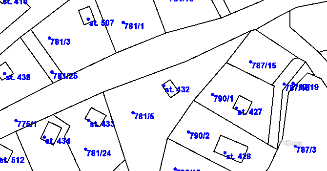 Parcela st. 432 v KÚ Podhrad, Katastrální mapa