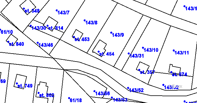 Parcela st. 454 v KÚ Podhrad, Katastrální mapa