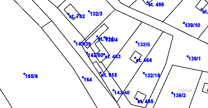 Parcela st. 463 v KÚ Podhrad, Katastrální mapa