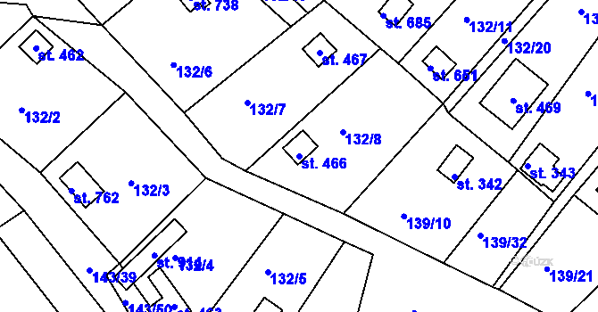 Parcela st. 466 v KÚ Podhrad, Katastrální mapa
