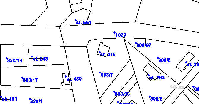 Parcela st. 475 v KÚ Podhrad, Katastrální mapa