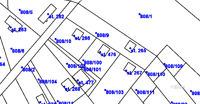 Parcela st. 476 v KÚ Podhrad, Katastrální mapa