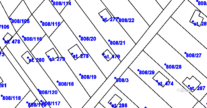 Parcela st. 479 v KÚ Podhrad, Katastrální mapa