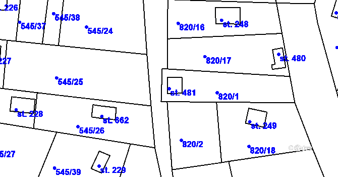 Parcela st. 481 v KÚ Podhrad, Katastrální mapa