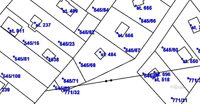 Parcela st. 484 v KÚ Podhrad, Katastrální mapa