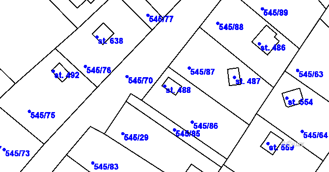 Parcela st. 488 v KÚ Podhrad, Katastrální mapa