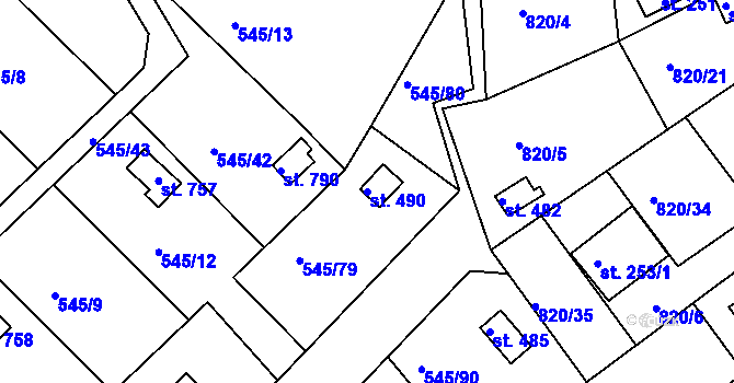 Parcela st. 490 v KÚ Podhrad, Katastrální mapa