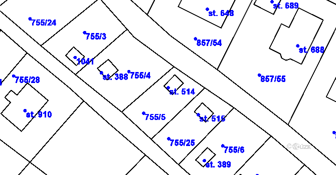 Parcela st. 514 v KÚ Podhrad, Katastrální mapa