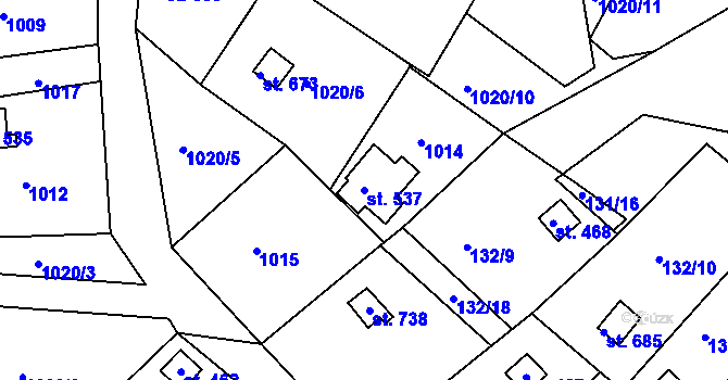 Parcela st. 537 v KÚ Podhrad, Katastrální mapa