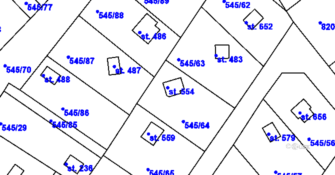 Parcela st. 554 v KÚ Podhrad, Katastrální mapa