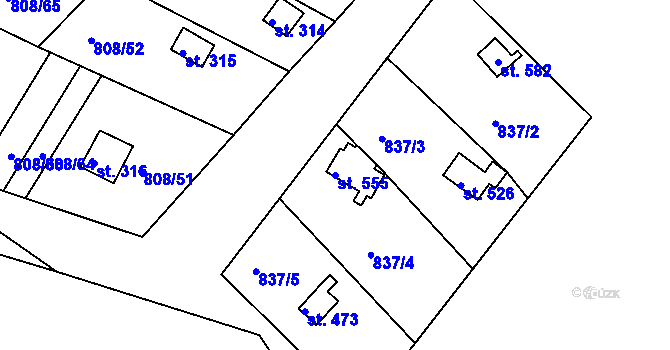 Parcela st. 555 v KÚ Podhrad, Katastrální mapa