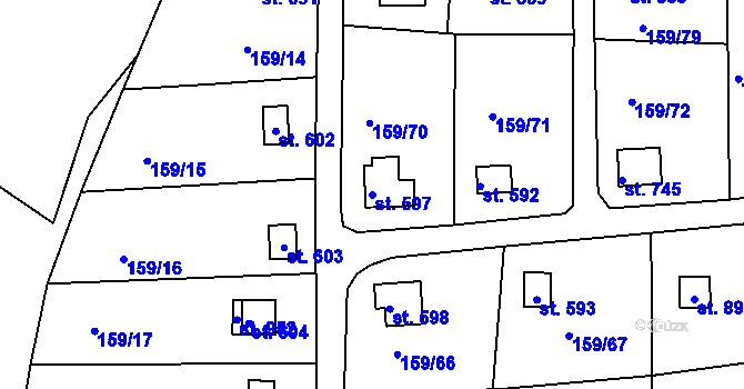Parcela st. 597 v KÚ Podhrad, Katastrální mapa