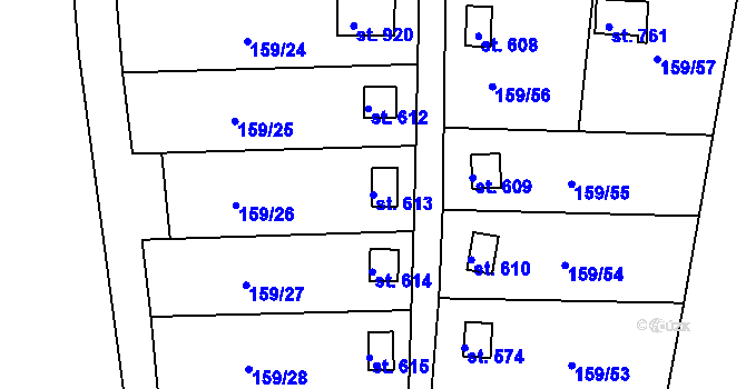 Parcela st. 613 v KÚ Podhrad, Katastrální mapa