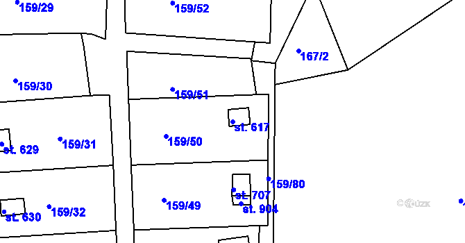 Parcela st. 617 v KÚ Podhrad, Katastrální mapa