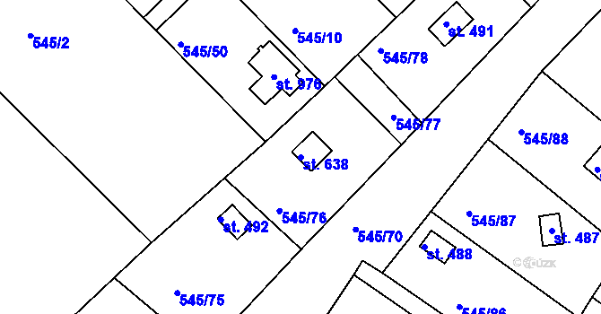 Parcela st. 638 v KÚ Podhrad, Katastrální mapa