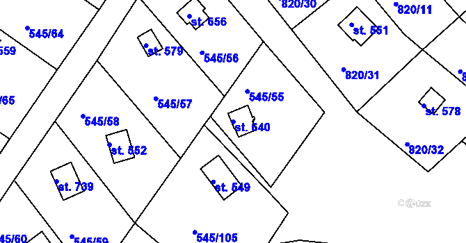 Parcela st. 640 v KÚ Podhrad, Katastrální mapa