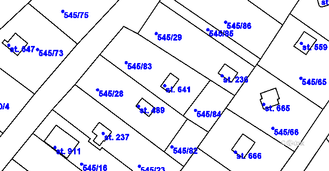 Parcela st. 641 v KÚ Podhrad, Katastrální mapa