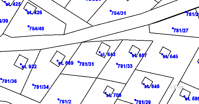 Parcela st. 643 v KÚ Podhrad, Katastrální mapa