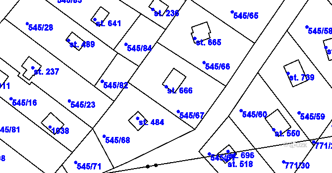 Parcela st. 666 v KÚ Podhrad, Katastrální mapa