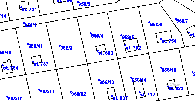 Parcela st. 680 v KÚ Podhrad, Katastrální mapa