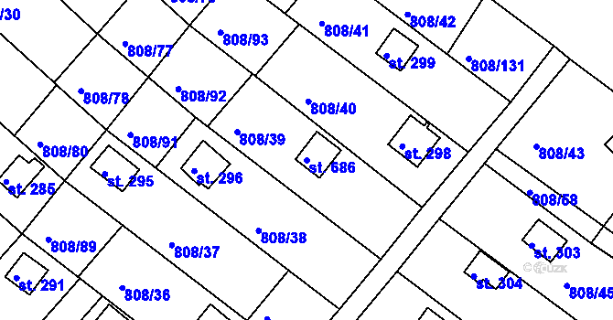 Parcela st. 686 v KÚ Podhrad, Katastrální mapa