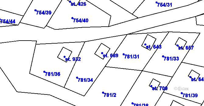 Parcela st. 689 v KÚ Podhrad, Katastrální mapa