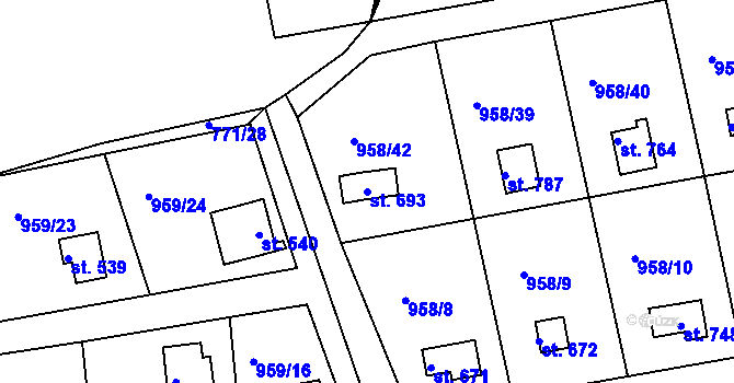 Parcela st. 693 v KÚ Podhrad, Katastrální mapa