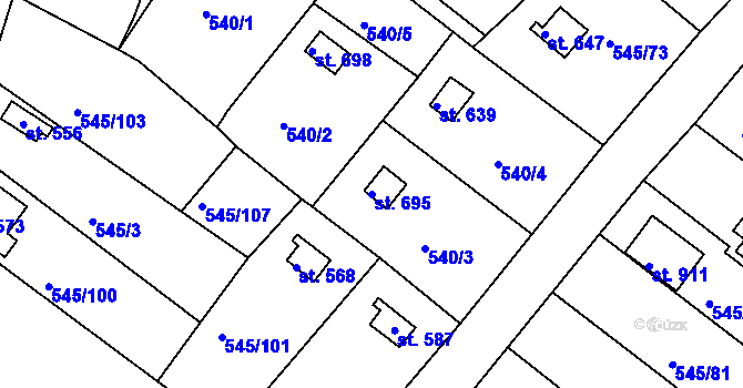 Parcela st. 695 v KÚ Podhrad, Katastrální mapa