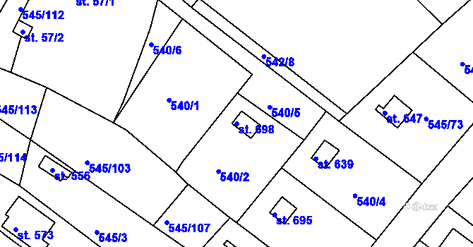 Parcela st. 698 v KÚ Podhrad, Katastrální mapa