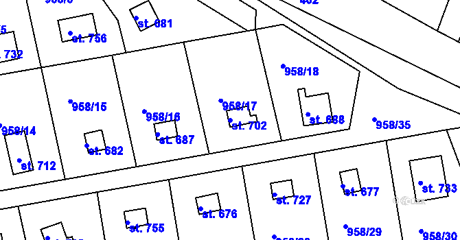 Parcela st. 702 v KÚ Podhrad, Katastrální mapa