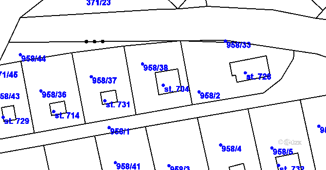 Parcela st. 704 v KÚ Podhrad, Katastrální mapa