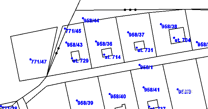 Parcela st. 714 v KÚ Podhrad, Katastrální mapa