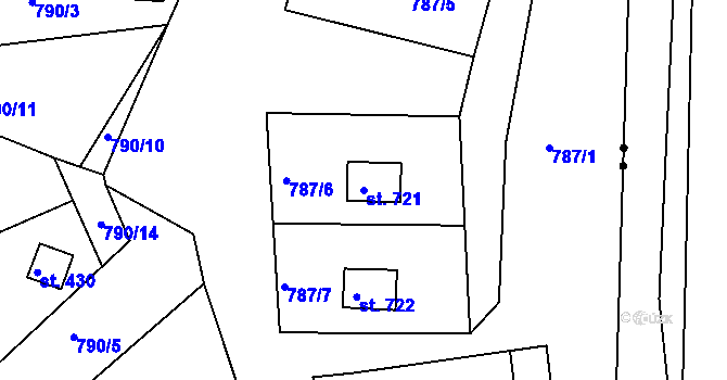 Parcela st. 721 v KÚ Podhrad, Katastrální mapa