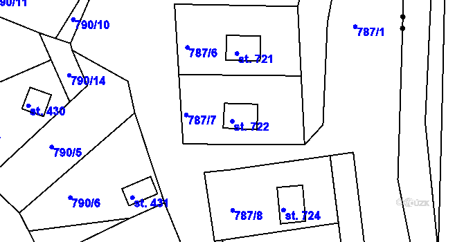 Parcela st. 722 v KÚ Podhrad, Katastrální mapa