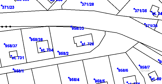 Parcela st. 728 v KÚ Podhrad, Katastrální mapa