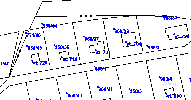 Parcela st. 731 v KÚ Podhrad, Katastrální mapa