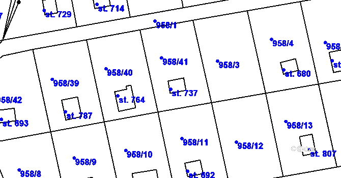 Parcela st. 737 v KÚ Podhrad, Katastrální mapa