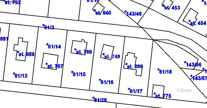 Parcela st. 749 v KÚ Podhrad, Katastrální mapa