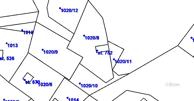 Parcela st. 752 v KÚ Podhrad, Katastrální mapa