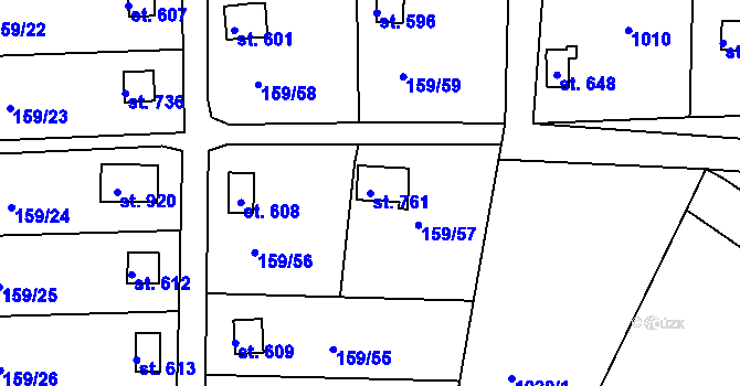 Parcela st. 761 v KÚ Podhrad, Katastrální mapa