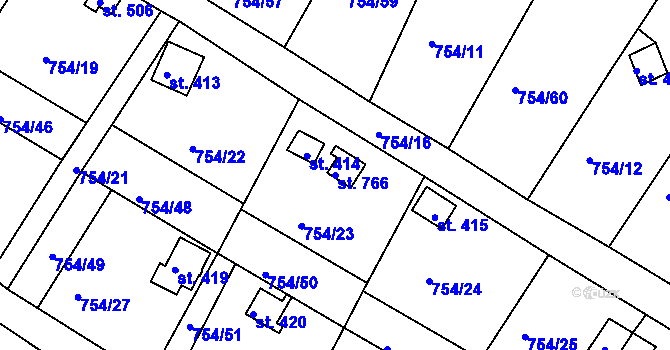 Parcela st. 766 v KÚ Podhrad, Katastrální mapa
