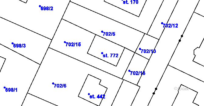 Parcela st. 772 v KÚ Podhrad, Katastrální mapa