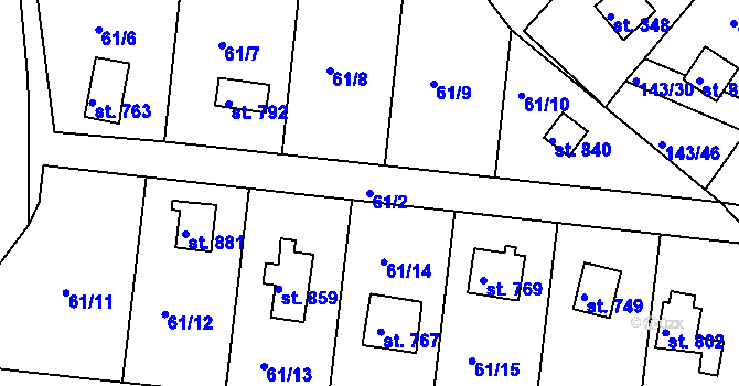 Parcela st. 61/2 v KÚ Podhrad, Katastrální mapa